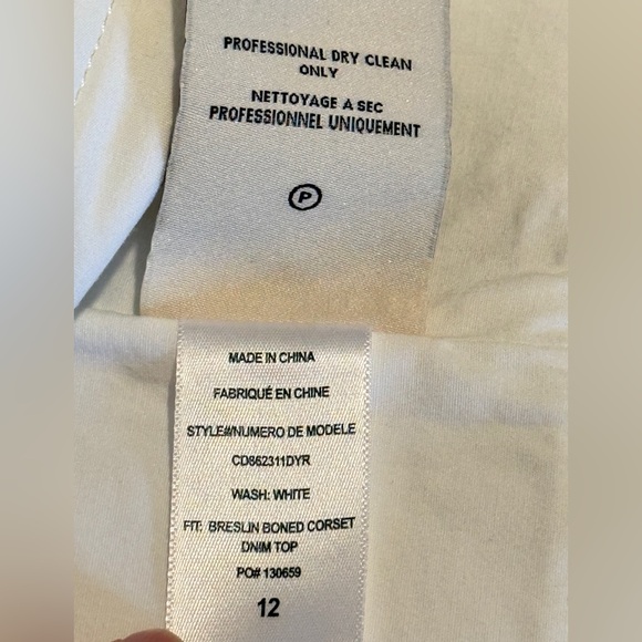 Alice + Olivia Breslin Boned Corset Denim Crop Top White Size 12 NWOT - Picture 8 of 10